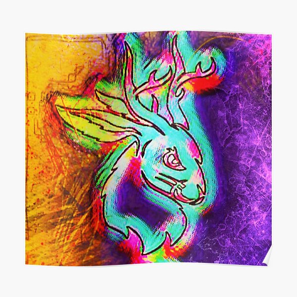 Multicoloured jackalope Poster