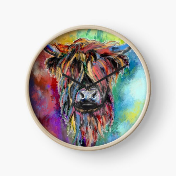 Abstract Highland Cow Clock