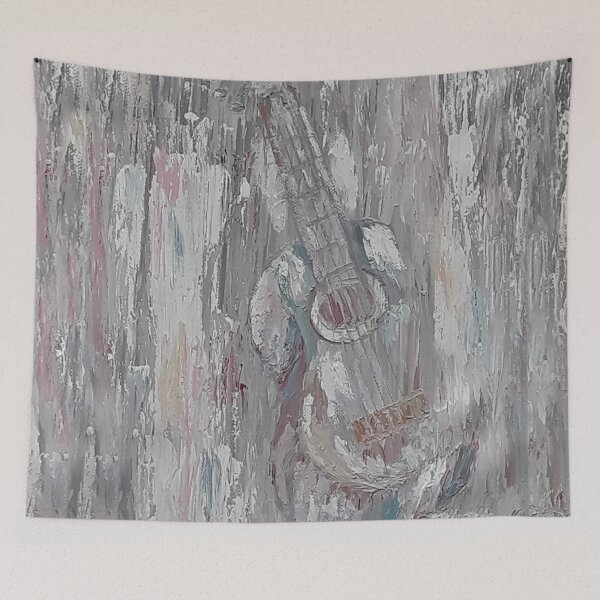 Item preview, Guitar, sound of life, musical instrument, classic music, original oil painting by Luna Smith designed and sold by Luna-Smith.
