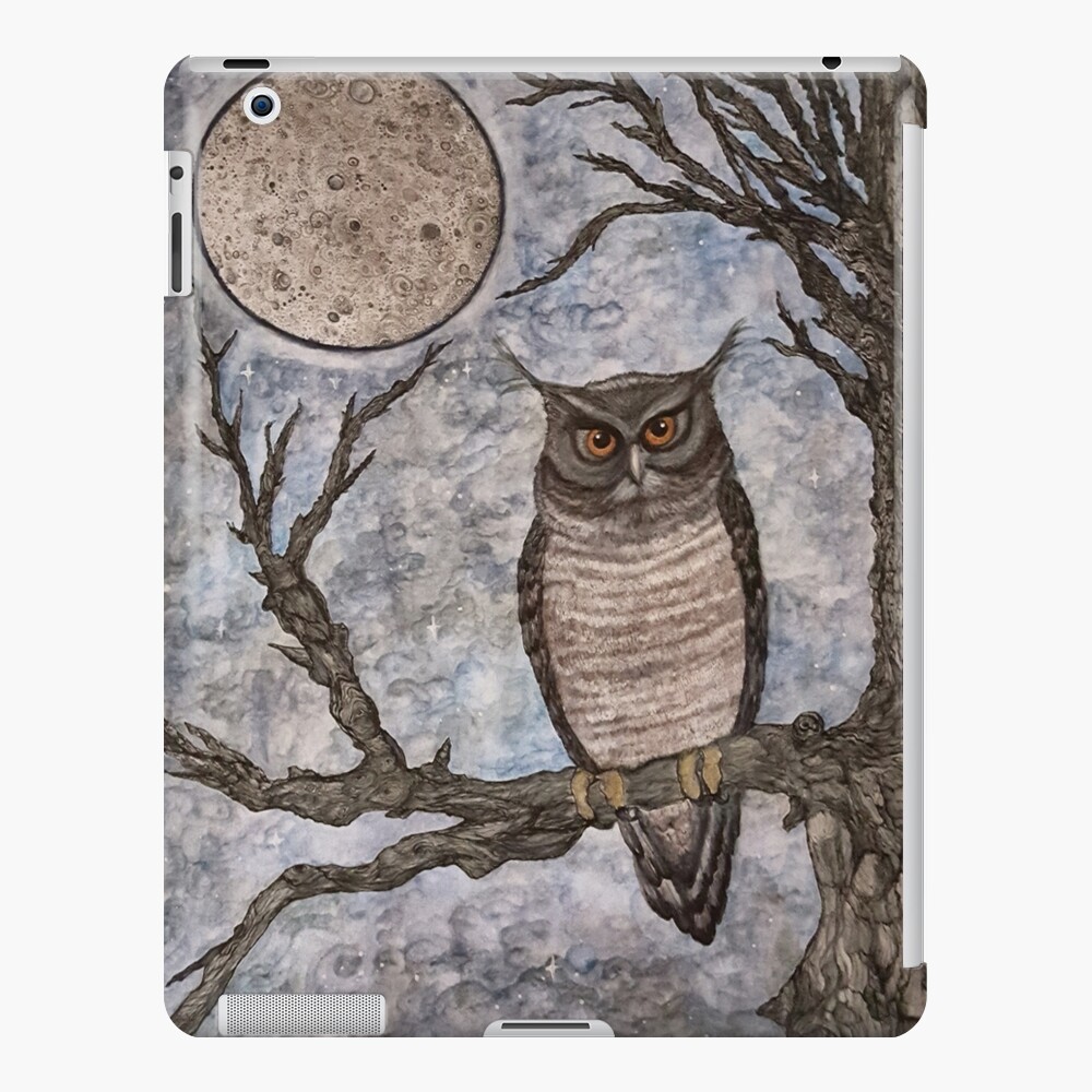 "The Watcher", owl perched under the full moon. iPad Case & Skin