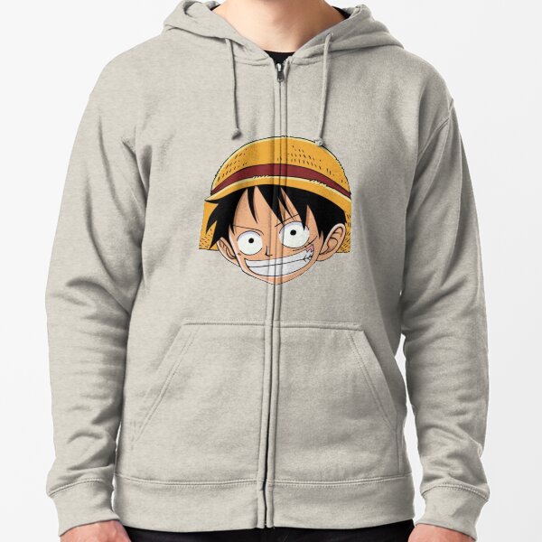 Luffy Anime Sticker (One Piece) Zipped Hoodie