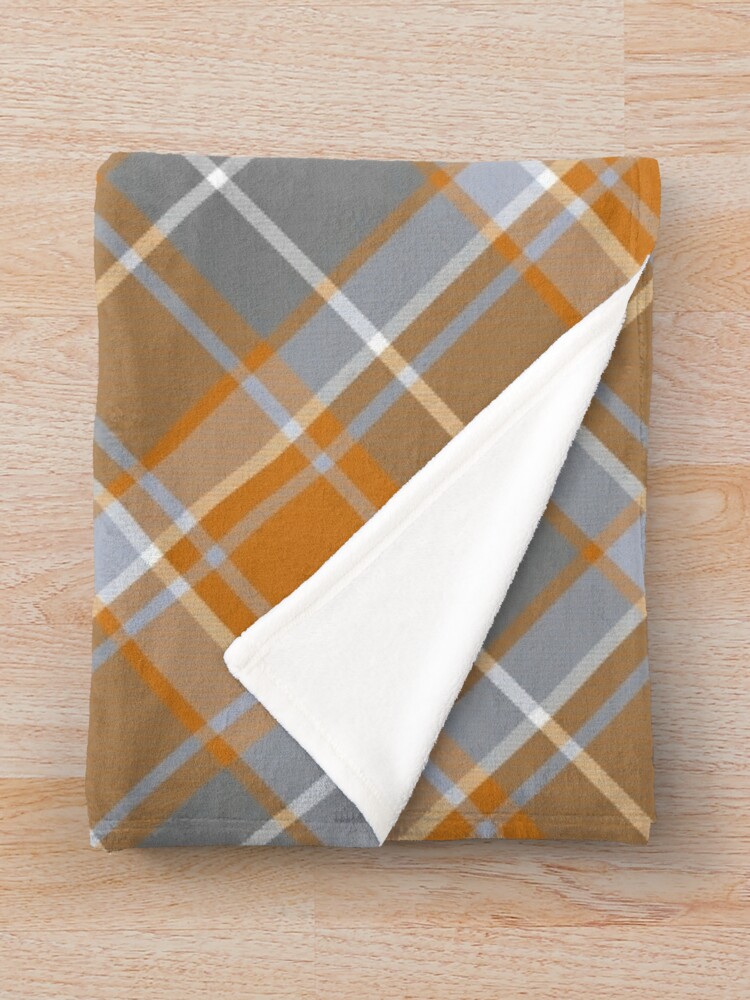 Grey Ochre Tartan Cross Plaid Throw Blanket