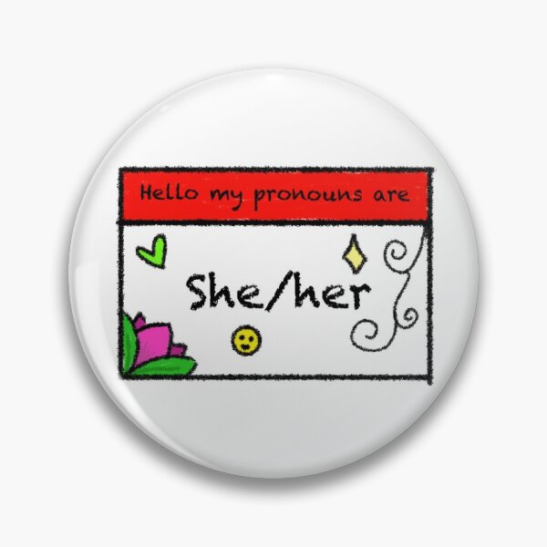 Item preview, Hello my pronouns are she/her designed and sold by DoodlepoodleSJ.