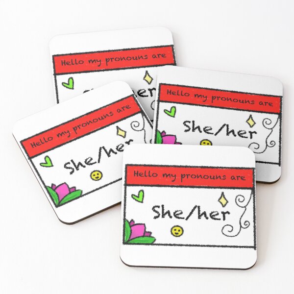 Item preview, Hello my pronouns are she/her designed and sold by DoodlepoodleSJ.