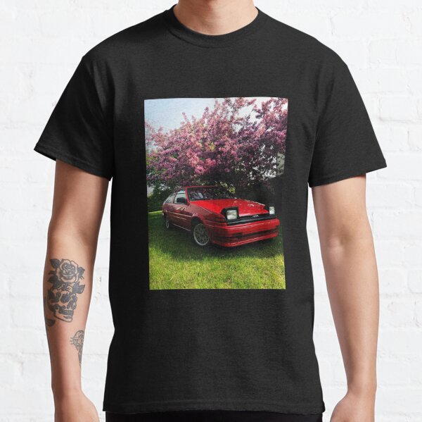 Red Trueno Ae86 with sakura tree Initial D lover Classic T-Shirt