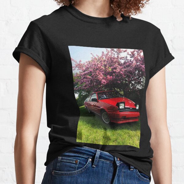 Red Trueno Ae86 with sakura tree Initial D lover Classic T-Shirt
