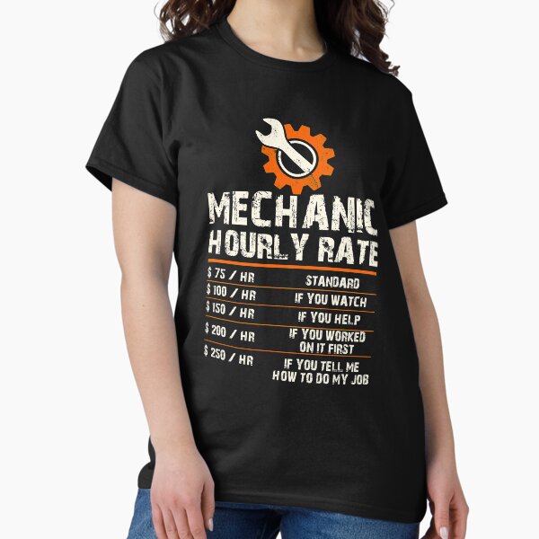 Item preview, Funny Mechanic Hourly Labor Rates designed and sold by ThreadsNouveau.
