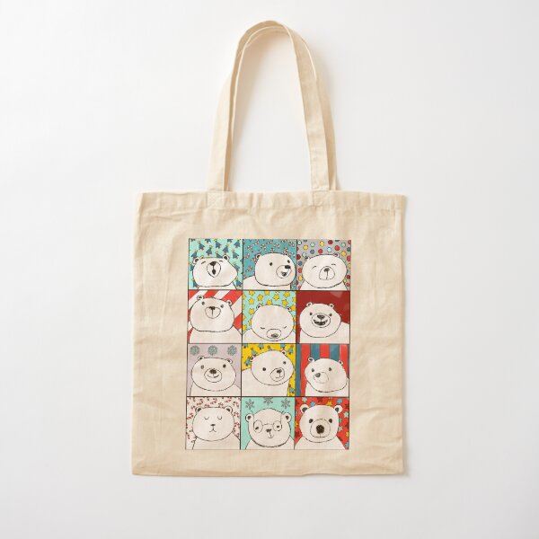 Snowflakes and Polar Bears Cute Seasonal Pattern Cotton Tote Bag