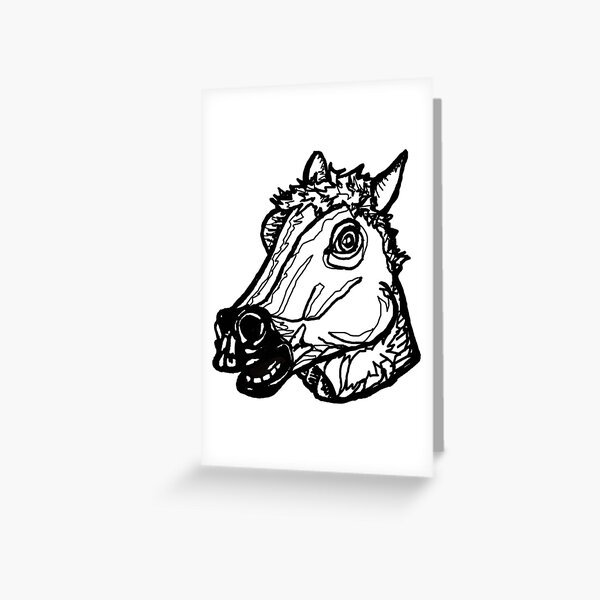 "Horse Mask Drawing" Greeting Card by 3footskyscraper Redbubble
