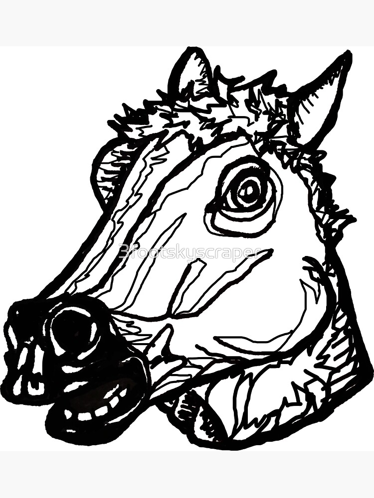 "Horse Mask Drawing" Sticker for Sale by 3footskyscraper Redbubble
