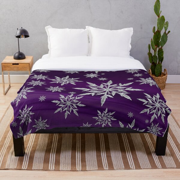Item preview, Silver Snowflakes. Purple background with snowfall designed and sold by WOW TeesAndThings.