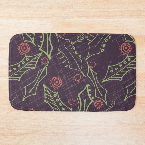 Item preview, Holly leaves and berries. deep gray purple designed and sold by Meg M Studio.