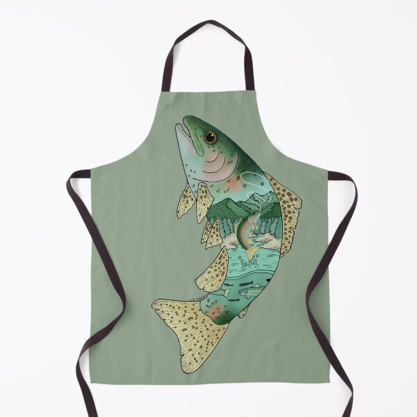 Item preview, Leaping trout containing scene of trout river  designed and sold by OwenJaneArt.