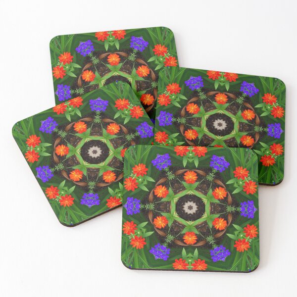 Item preview, Warm orange and cool blue botanical mandala designed and sold by rvjames.