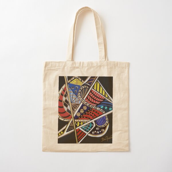 Doodle, graphic design, geometric,bold colors, modern, abstract, Spunky Cotton Tote Bag