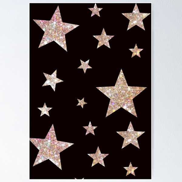 Gold Star Glitter with Black Background Poster for Sale by arkeadesain