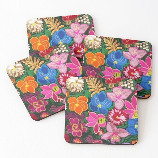 Item preview, Embroidery Oaxaca mexican flowers vibrant maximalist decoration designed and sold by T-Mex.