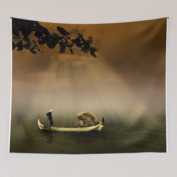 Item preview, A beautiful lake and boat designed and sold by Fiona Shorts.