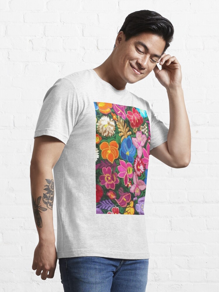 Blooming Flowers Pocket T Shirt-Embroidered Womens Floral  Tee-Boho Crew-Neck T-Shirt : Handmade Products