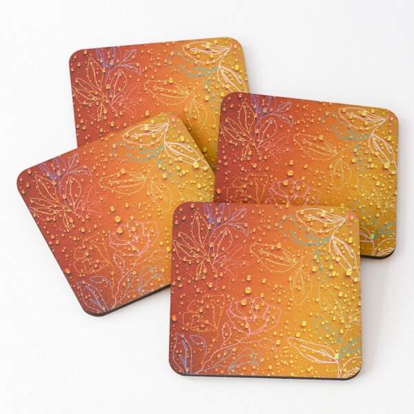 Item preview, Orange water drops leaf pattern designed and sold by Lorie Data.