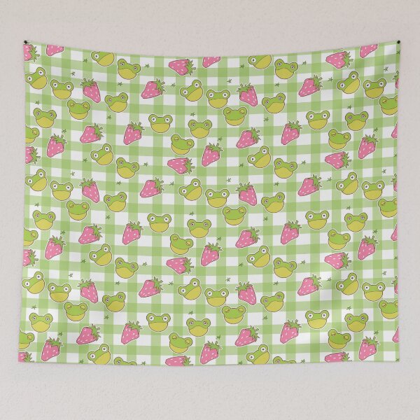 Item preview, Cottagecore Froggies on Green Gingham designed and sold by Cass Noel Studio.