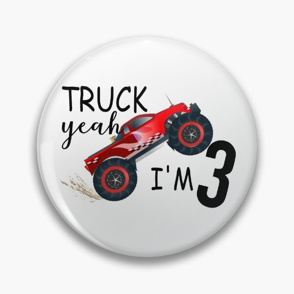 Item preview, Truck Yeah I'm 3 with Red Monster Truck Birthday Gift designed and sold by StickerArtwork.