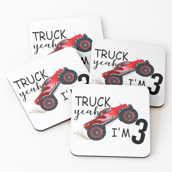 Item preview, Truck Yeah I'm 3 with Red Monster Truck Birthday Gift designed and sold by StickerArtwork.