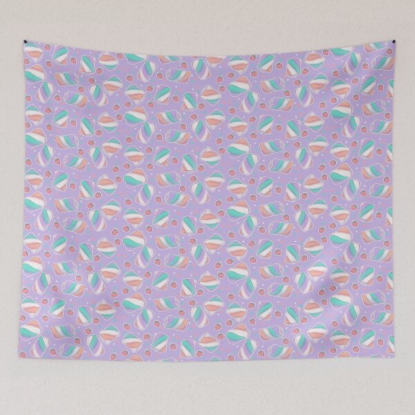 Item preview, Kawaii Marshmallows on Purple designed and sold by Cass Noel Studio.