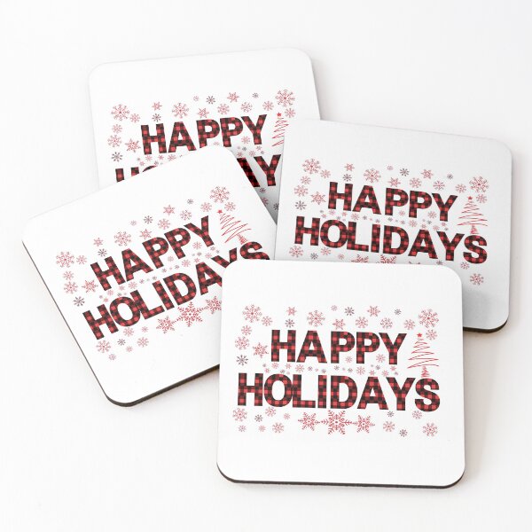 Item preview, Happy Holidays with Snowflakes & Tree - Red Theme designed and sold by CharWilcox.