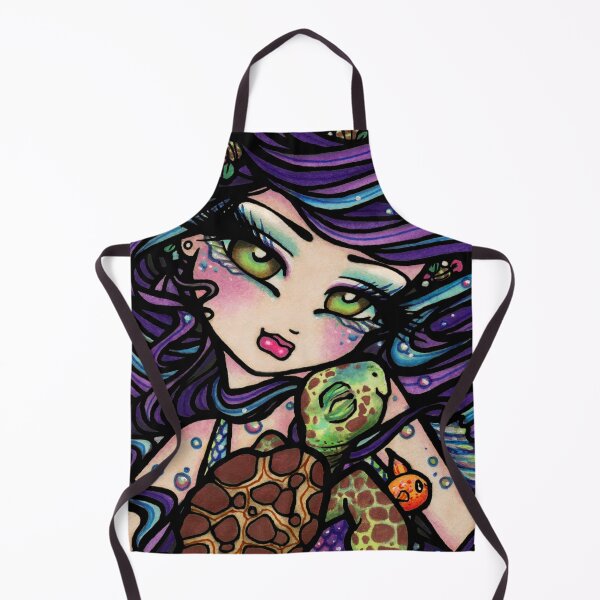 Item preview, Mermaid with Purple Hair and Turtle Friend Whimsical Fantasy Art designed and sold by hannahlynnart.