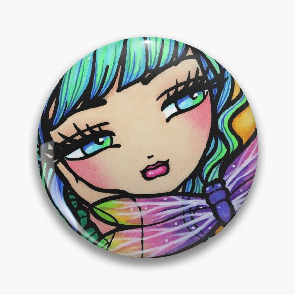 Item preview, Pixie with Turquoise Hair and Dragonfly Friend Fantasy Art designed and sold by hannahlynnart.