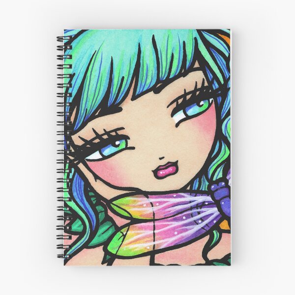 Item preview, Pixie with Turquoise Hair and Dragonfly Friend Fantasy Art designed and sold by hannahlynnart.