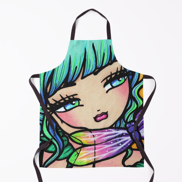 Item preview, Pixie with Turquoise Hair and Dragonfly Friend Fantasy Art designed and sold by hannahlynnart.