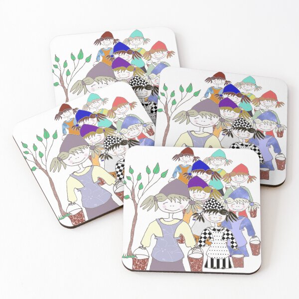 Eight Maids a-Milking Coasters (Set of 4)