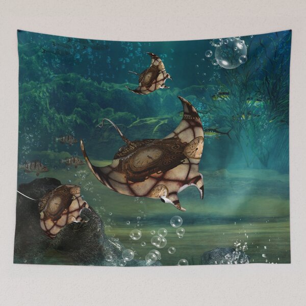 Item preview, Awesome steampunk manta ray in the deep ocean designed and sold by nicky2342.