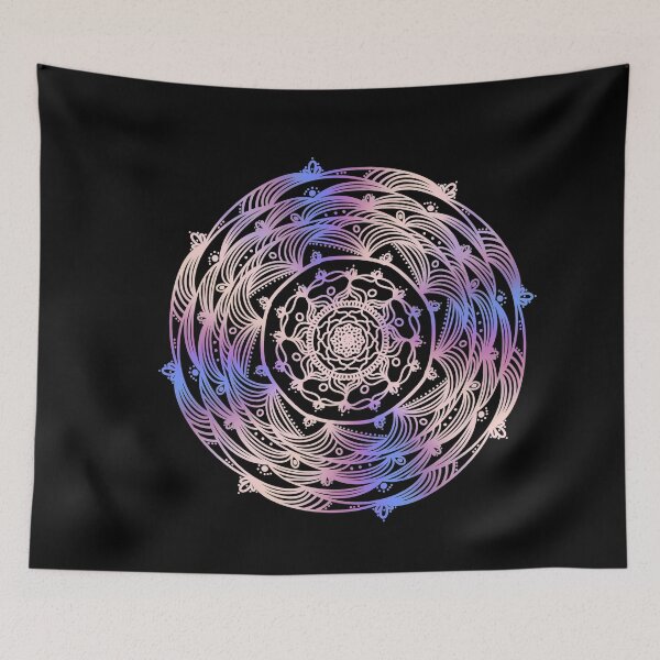 Item preview, Orange and purple Tie-dye Swirl Blend Flower Burst Mandala designed and sold by Stacia Boyd.