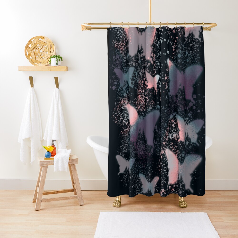 " butterflies splatter paint design blue black" Shower Curtain for Sale by mariahmdesign Redbubble