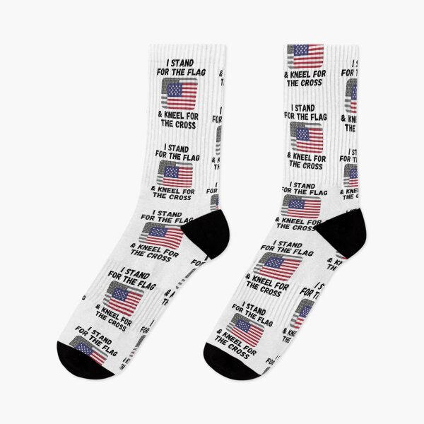 Item preview, I Stand For The Flag & Kneel For The Cross - Two Flags - Black-  by Boo-da-chay designed and sold by Boo-da-chay.
