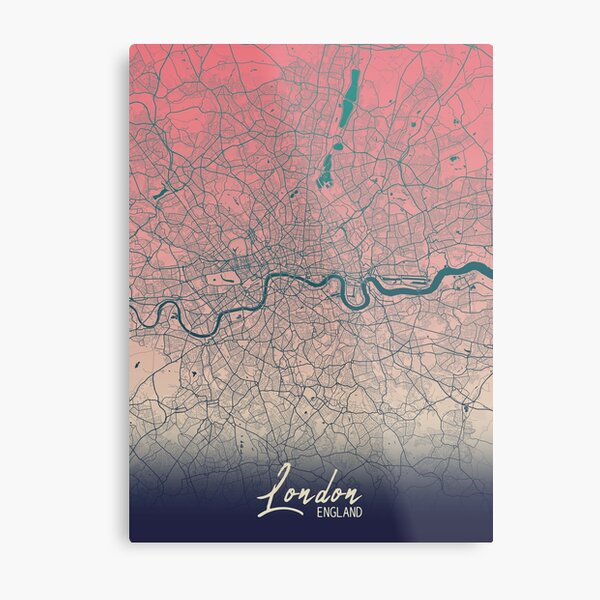 London Colorful Minimalistic Map Metal Print