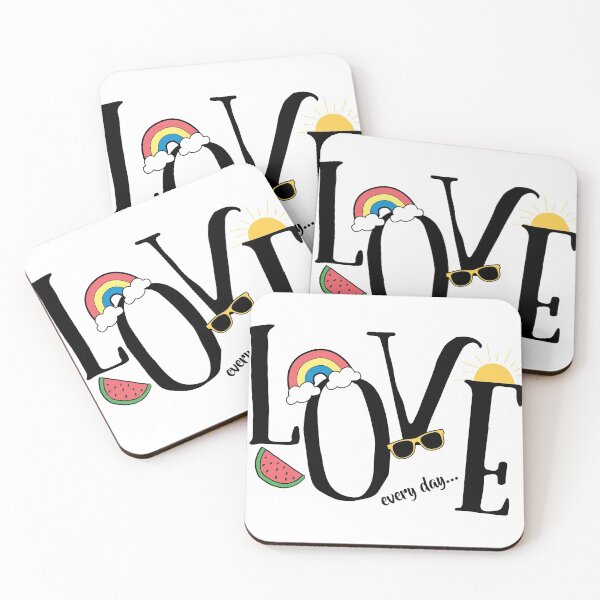 Item preview, Love Every Day, Rainbow Graphic, T Shirt Print Sticker and Frames designed and sold by Mrunner.