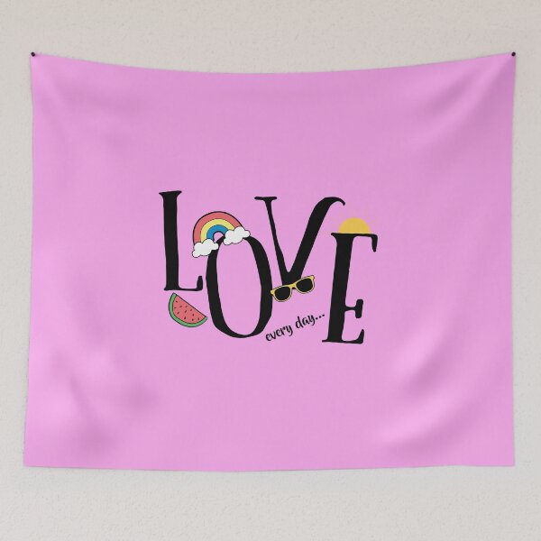 Item preview, Love Every Day, Rainbow Graphic, T Shirt Print Sticker and Frames designed and sold by Mrunner.