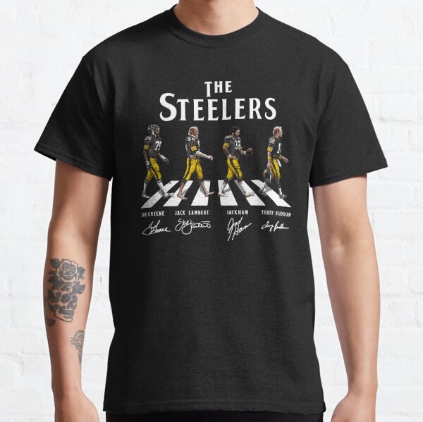 The Steelers Skyline Abbey Road Tj Watt Jack Lambert Terry Bradshaw And Joe  Greene Signatures Shirt, hoodie, sweater, long sleeve and tank top