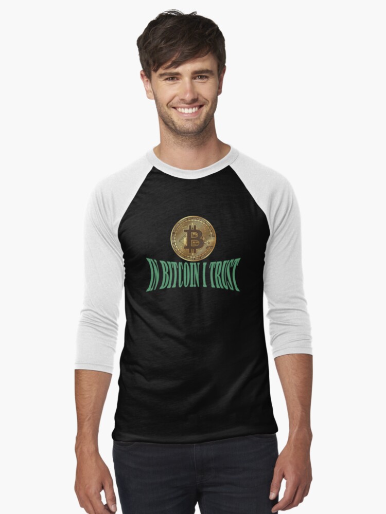 Thumbnail 1 of 3, Baseball ¾ Sleeve T-Shirt, IN BITCOIN I TRUST designed and sold by JeanJohnJohn.