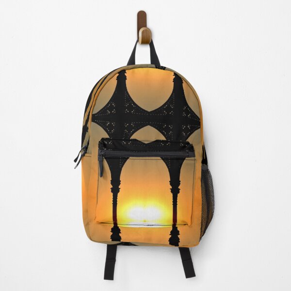 Item preview, Mirrored photography of vibrant orange and yellow sunset sky with carved wood silhuette designed and sold by CiniArt.