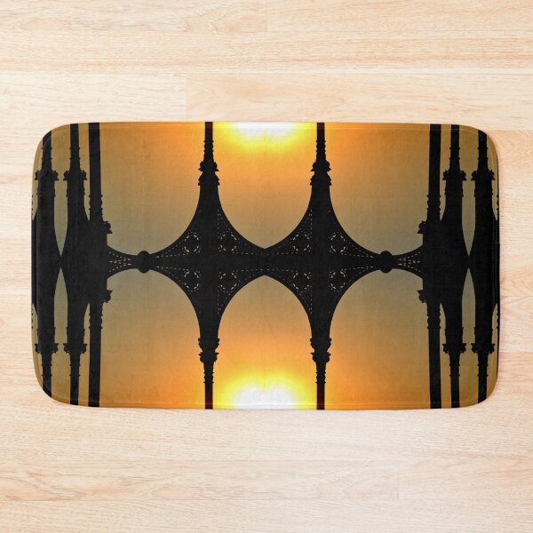 Item preview, Mirrored photography of vibrant orange and yellow sunset sky with carved wood silhuette designed and sold by CiniArt.
