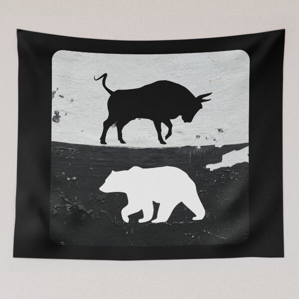 Item preview, Bull and bear / yin yang stock market designed and sold by FourNuns.