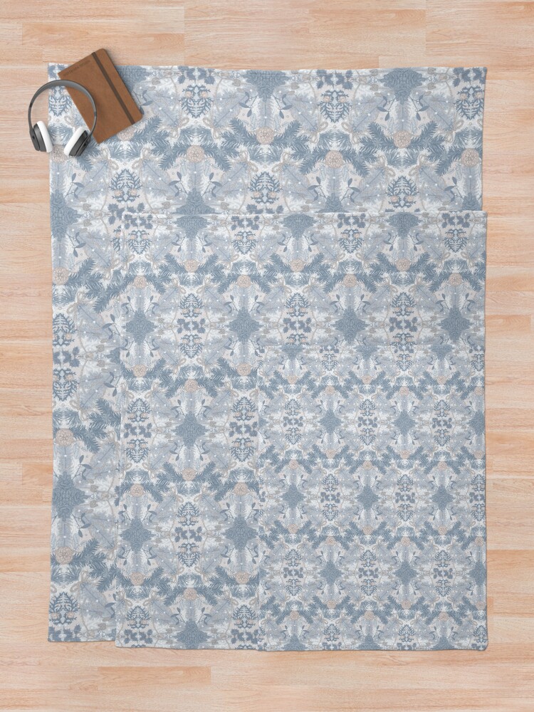 Thumbnail 5 of 6, Throw Blanket, Winter Evergreens Surface Pattern Design designed and sold by karolfuldesigns.
