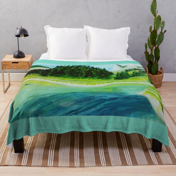 Aperçu de l'œuvre Paysage gouache peinture lac turquoise créée et vendue par horseaddicted.