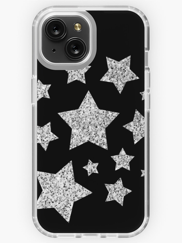 Silver faux glitter sparkles Stars pattern on black (Photo of Glitter -  Not Reflective)  Sticker for Sale by PLdesign