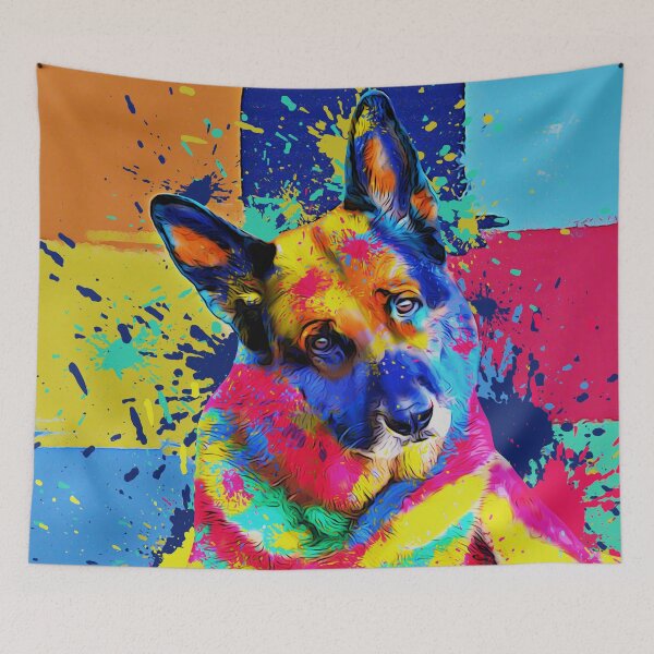 Item preview, German Shepherd Dog - Pop Art color splash designed and sold by k9printart.